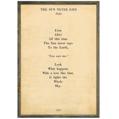 Sugarboo Designs The Sun Never Says Poetry Collection Sign