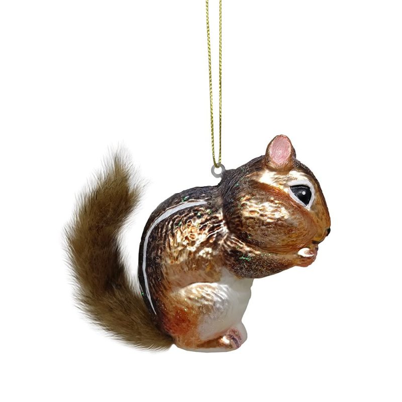 WBM 01 Chipmunk Glass Christmas Tree Ornament