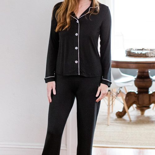 YALA AMBER BAMBOO PAJAMA SET BLACK