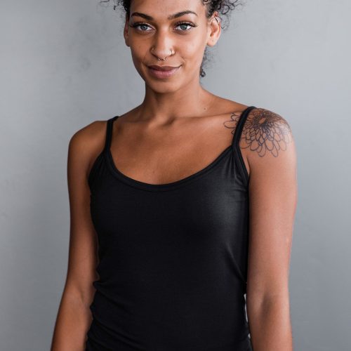 YALA BELLE CAMI CAMISOLE BAMBOO TANK BLACK