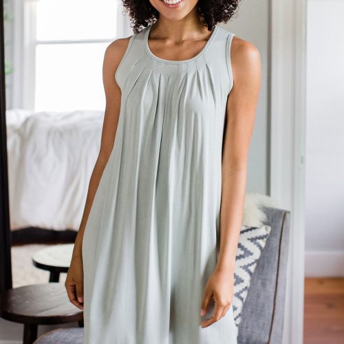 YALA DELIA GATHERED TANK BAMBOO NIGHTGOWN HONEYDEW