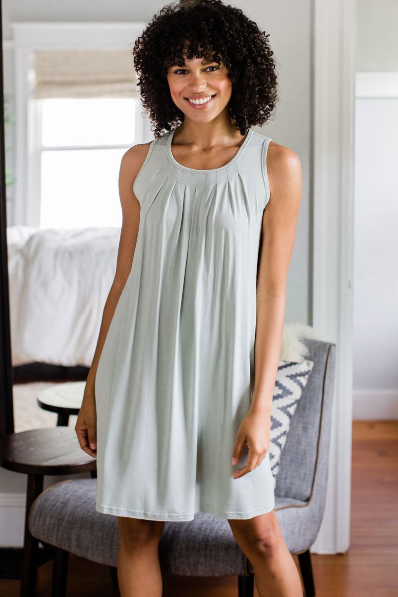 YALA DELIA GATHERED TANK BAMBOO NIGHTGOWN HONEYDEW