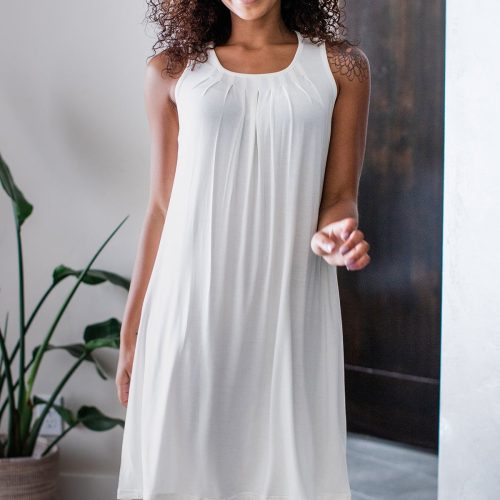 YALA DELIA GATHERED TANK BAMBOO NIGHTGOWN NATURAL