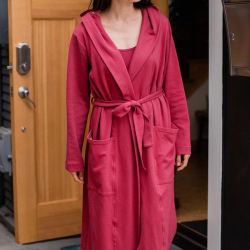 YALA ELLIOT BAMBOO SWEATSHIRT HOODED ROBE ROSEWOOD