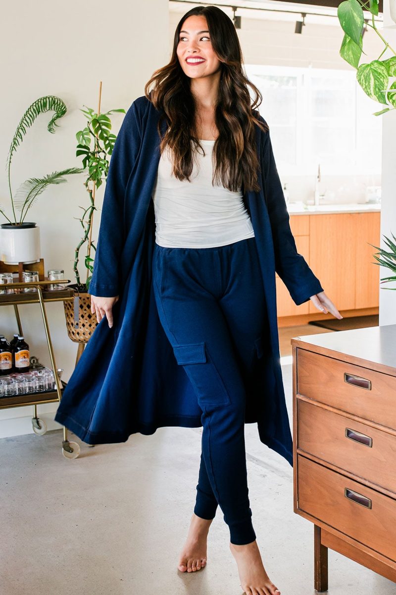 YALA Elliot Sweatshirt Robe Navy 2