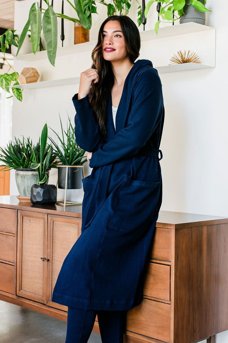 YALA Elliot Sweatshirt Robe Navy 3