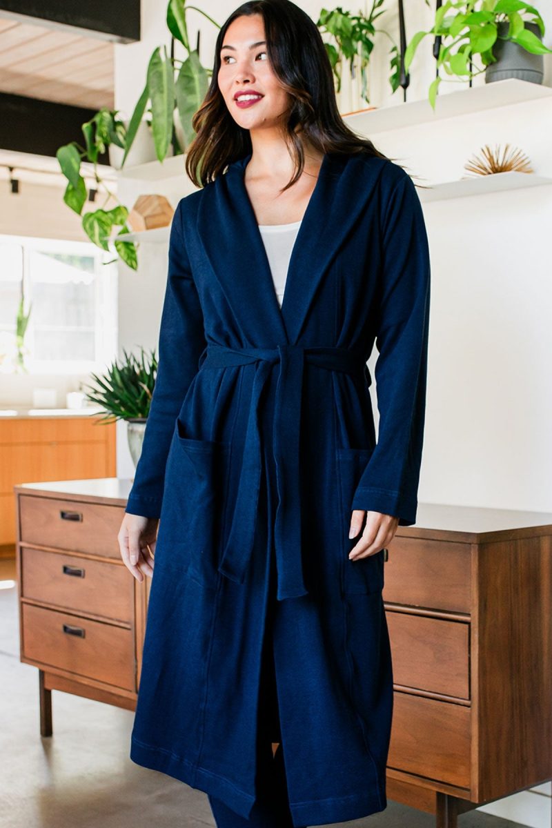 YALA Elliot Sweatshirt Robe Navy