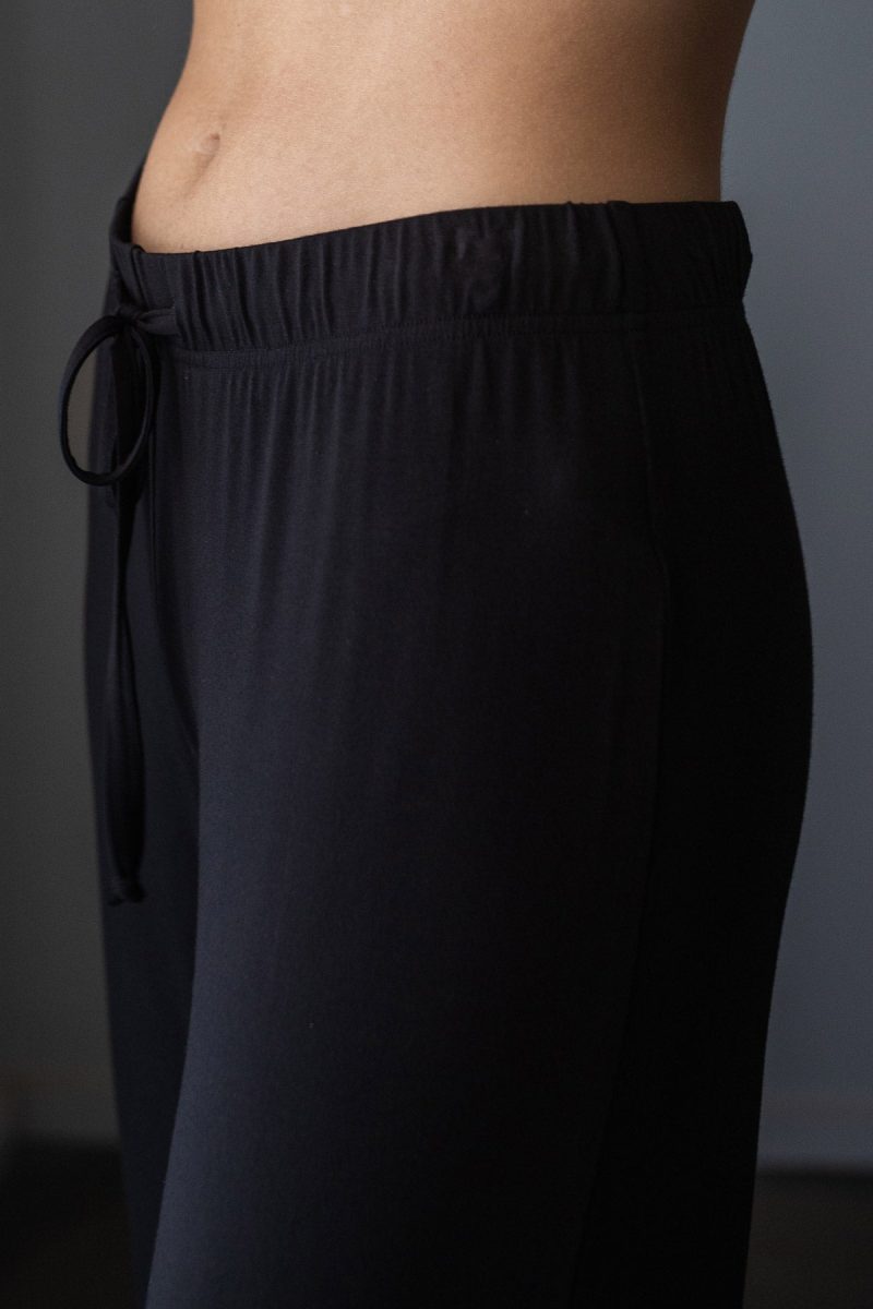 YALA GILLIAN PIPED BAMBOO PAJAMA PANTS BLACK 2