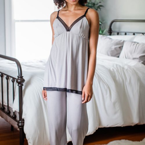 YALA IRIS BAMBOO LACE PAJAMA SET ASH