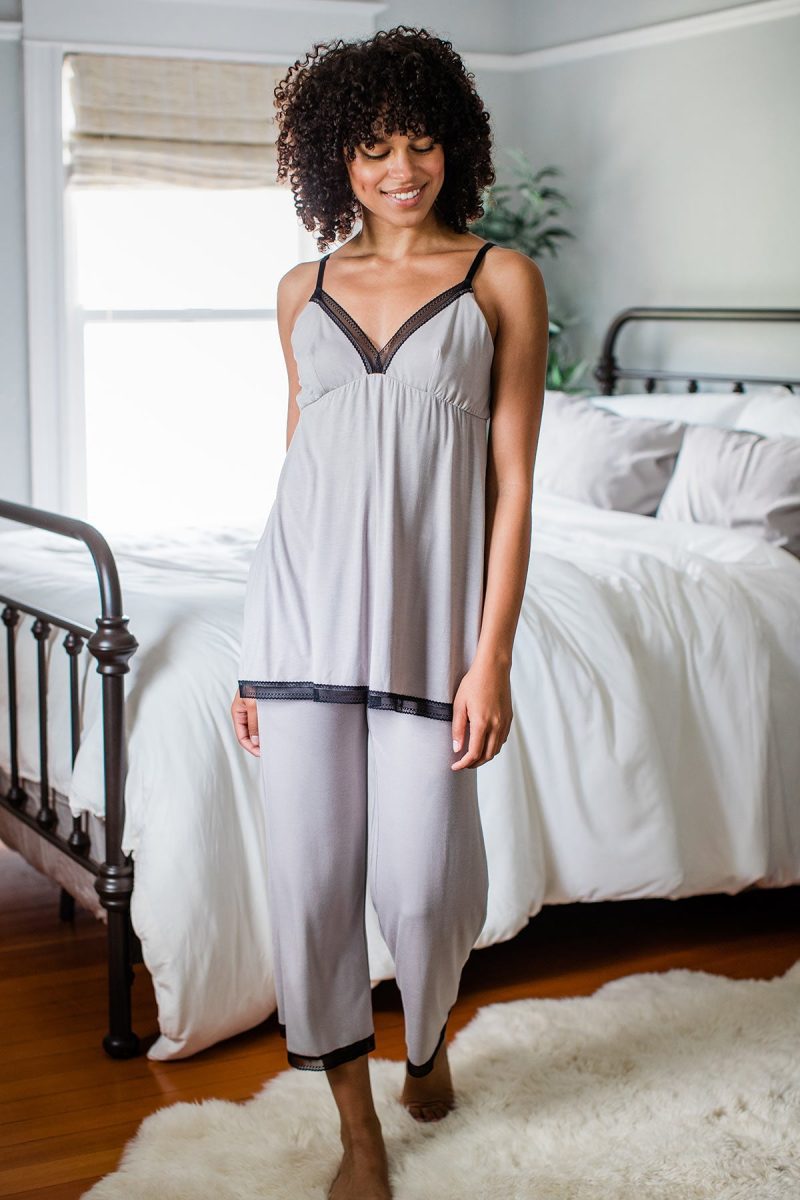 YALA IRIS BAMBOO LACE PAJAMA SET ASH