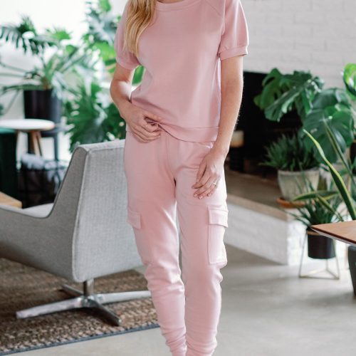 Yala Fay Bamboo and Organic Cotton Cargo Joggers LOTUS PINK 1