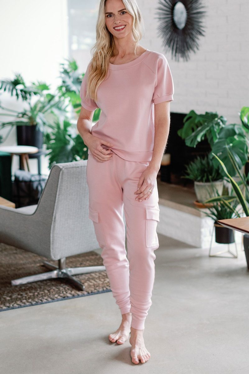 Yala Fay Bamboo and Organic Cotton Cargo Joggers LOTUS PINK 1