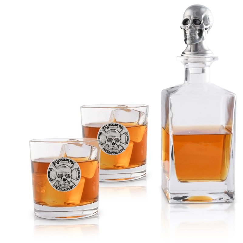 arthur court holidays skull decanter set with a set double old glasses 496x23 32956008595571