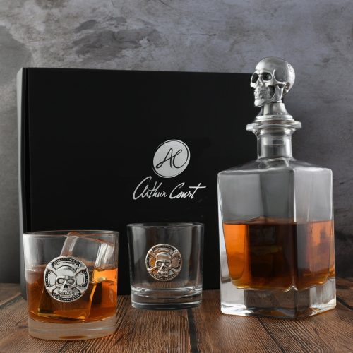 arthur court holidays skull decanter set with a set double old glasses 496x23 32956008824947