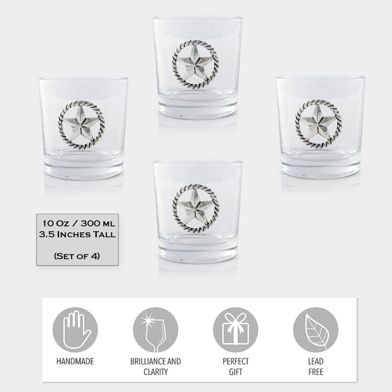 arthur court western frontier western star bar glasses set of 4 401w25 32956012167283