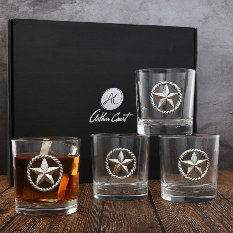 arthur court western frontier western star bar glasses set of 4 401w25 32956012265587