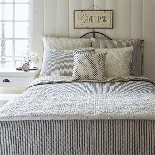 Taylor Linens Bergen Stripe Indigo Quilt