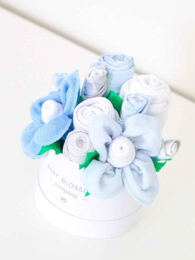 blue hatbox bouquet petite 319962