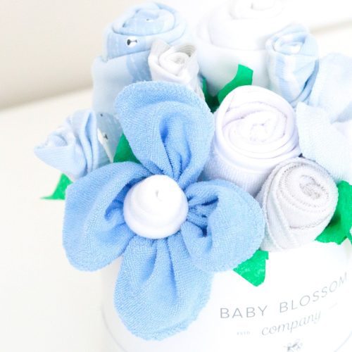 blue hatbox bouquet petite 399508