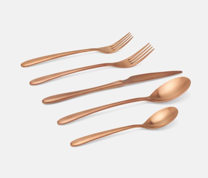 blue pheasant alba rose gold flatware 2