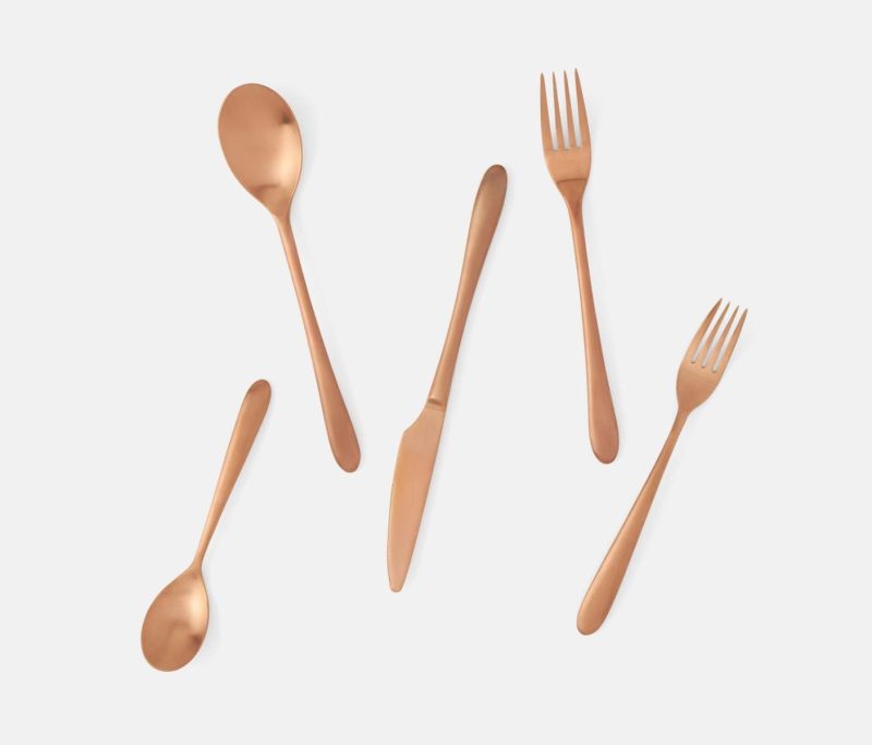 blue pheasant alba rose gold flatware 3