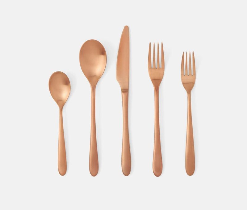 blue pheasant alba rose gold flatware 4