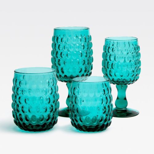 blue pheasant claire teal glassware 1