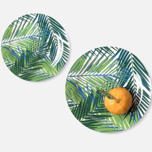 blue pheasant kinsey palm leaf dinnerware 1