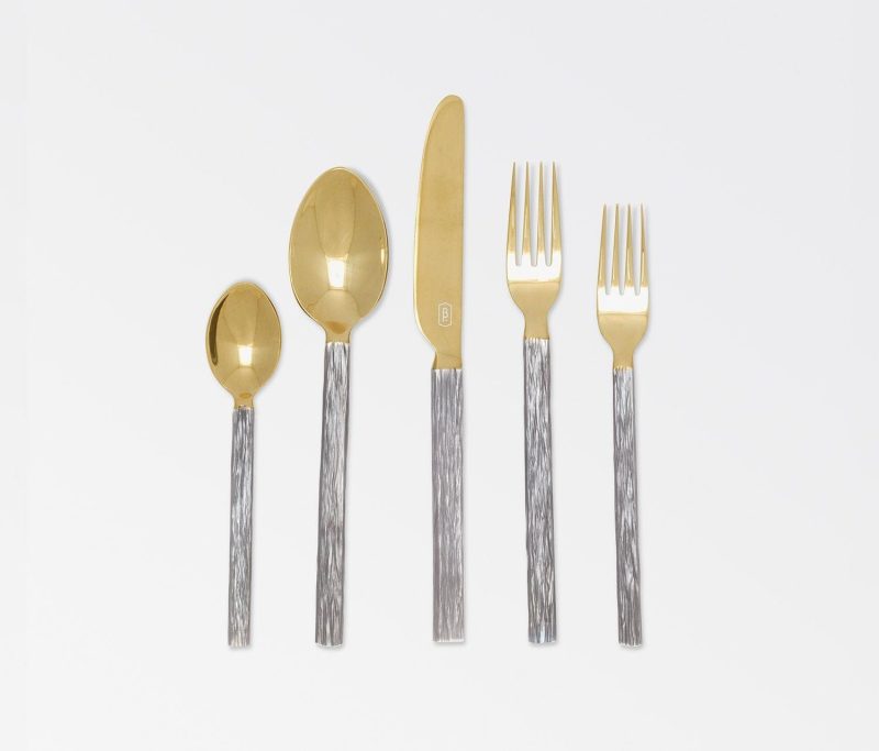 bluepheasant harrison silver polishedgold 5pcflatware 2