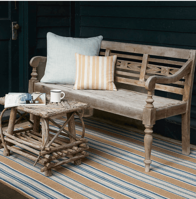 Dash & Albert Blue Heron Stripe Indoor/Outdoor Rug