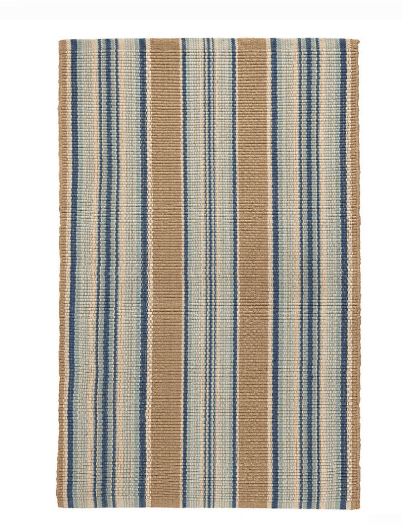 Dash & Albert Blue Heron Stripe Woven Cotton Rug