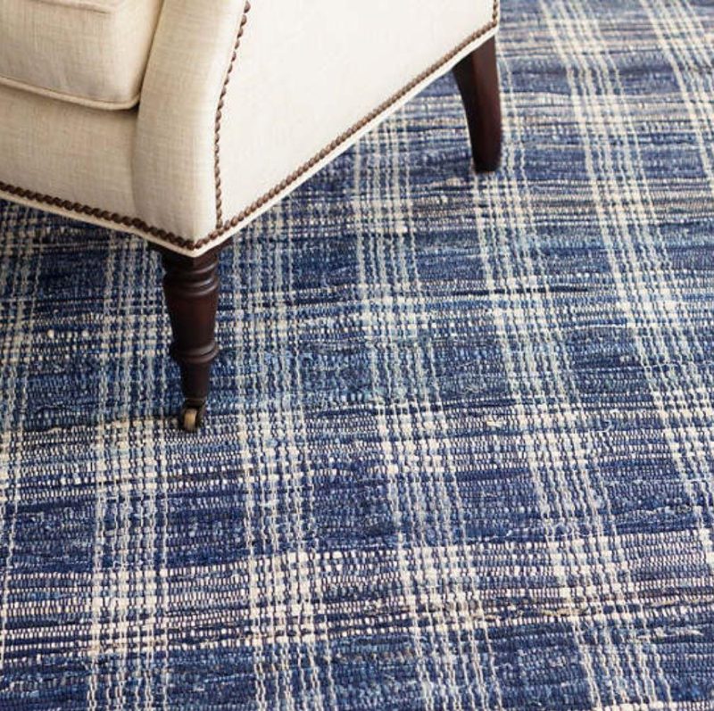 dash and albert denim plaid woven cotton rug 1