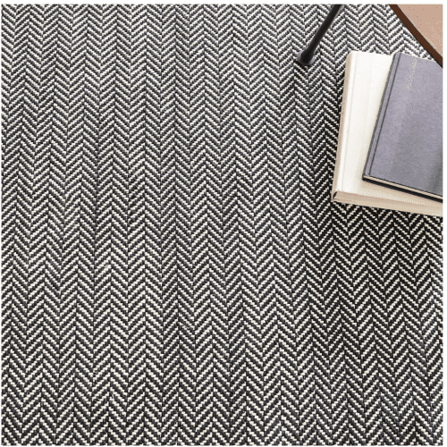 Dash & Albert Herringbone Black Woven Cotton Rug - Lavender & Company