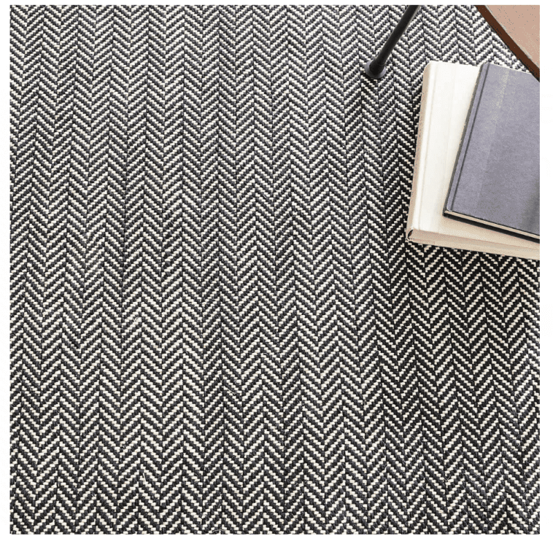 Dash & Albert Herringbone Black Woven Cotton Rug - Lavender & Company