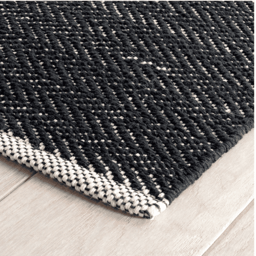 Dash & Albert Herringbone Black Woven Cotton Rug - Lavender & Company