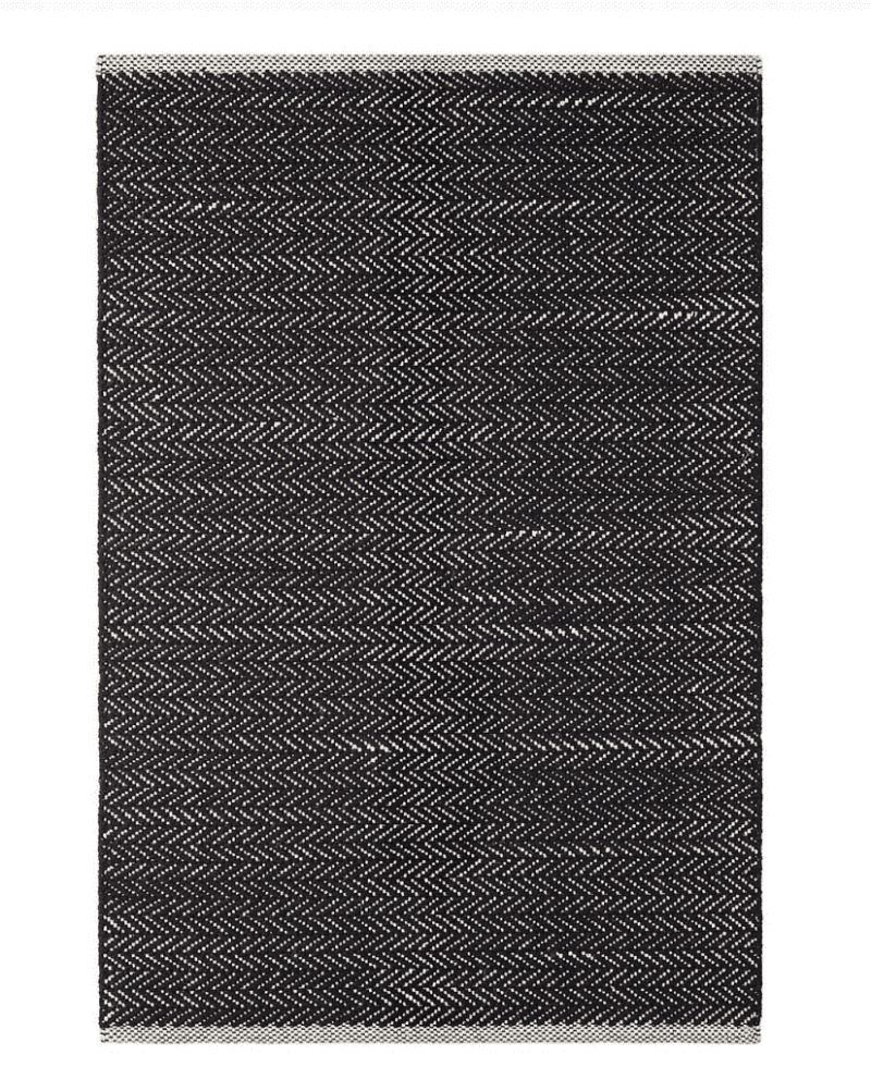 Dash & Albert Herringbone Black Woven Cotton Rug - Lavender & Company