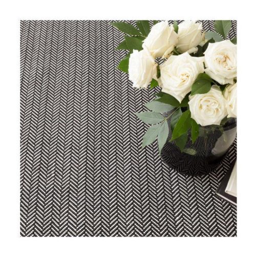 Dash & Albert Herringbone Black/Ivory Indoor/Outdoor Rug - Lavender Fields