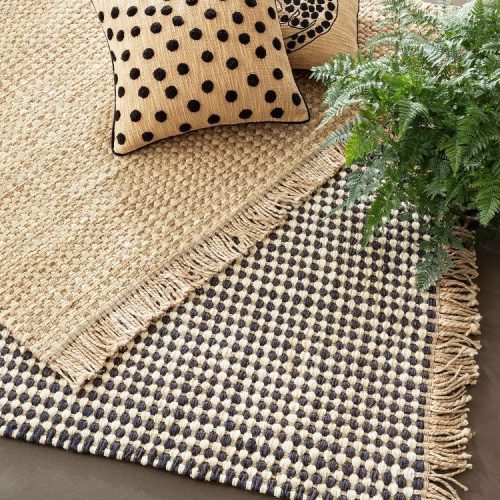 Dash & Albert Kuba Black Woven Jute Rug - Lavender Fields