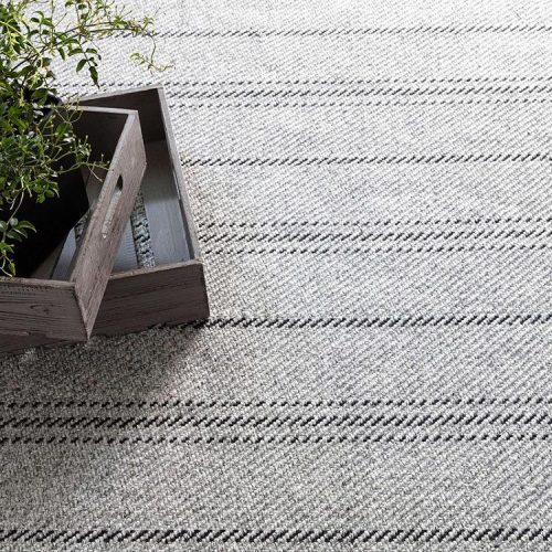 Dash & Albert Melange Stripe Grey/Black Indoor/Outdoor Rug - Lavender Fields