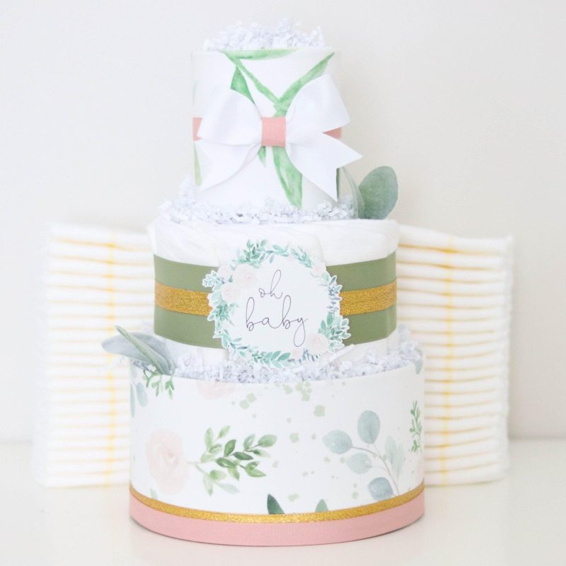 floral greenery diaper cake 563335