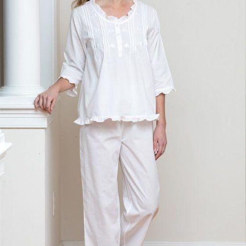 Jacaranda Living Caroline White Cotton Pajamas