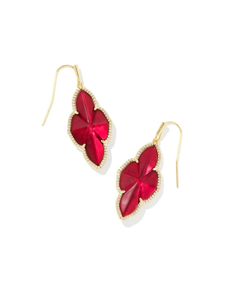 kendra scott abbie pave frame drop earrings gold cranberry illusion 00