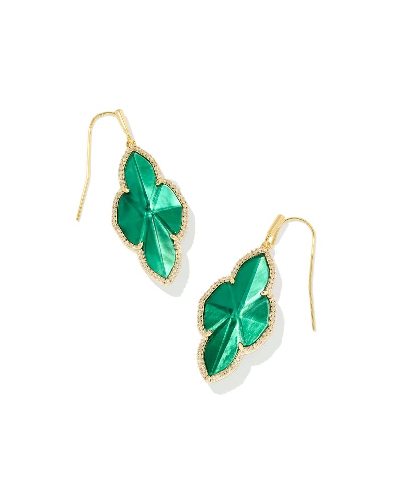 kendra scott abbie pave frame drop earrings gold green illusion 00