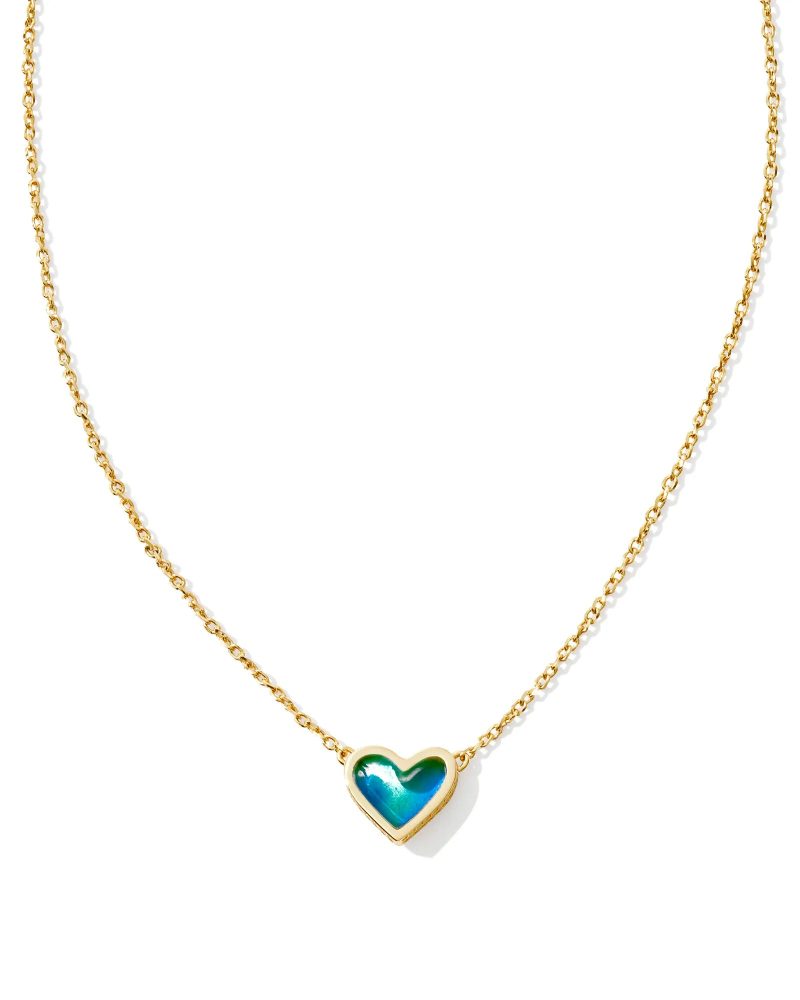 kendra scott framed ari heart short pendant necklace gold mood stone 00