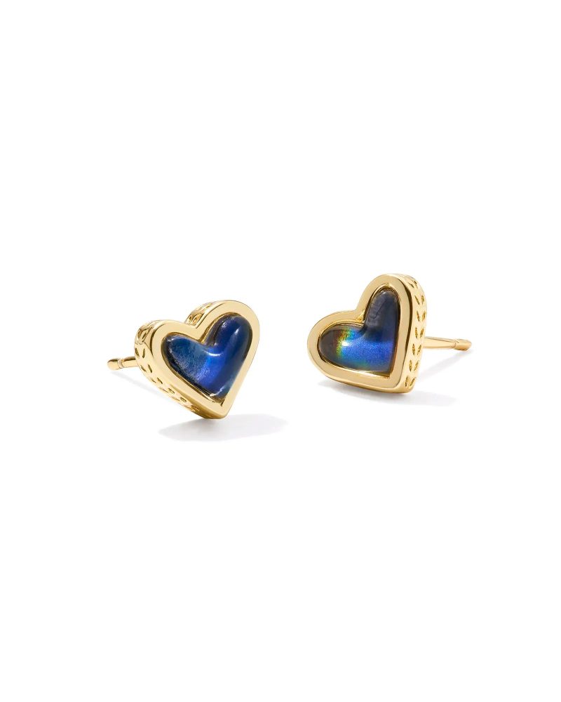 kendra scott framed ari heart stud earrings gold mood stone 00