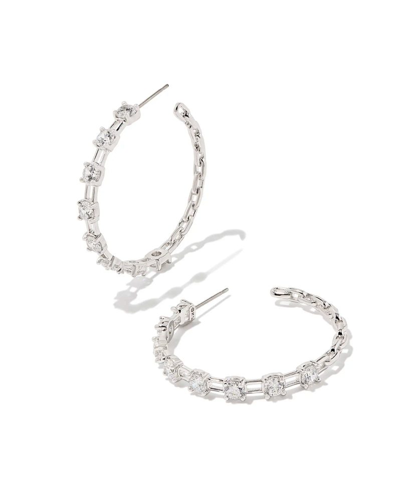 kendra scott lexi hoop earrings rhodium white cz 00