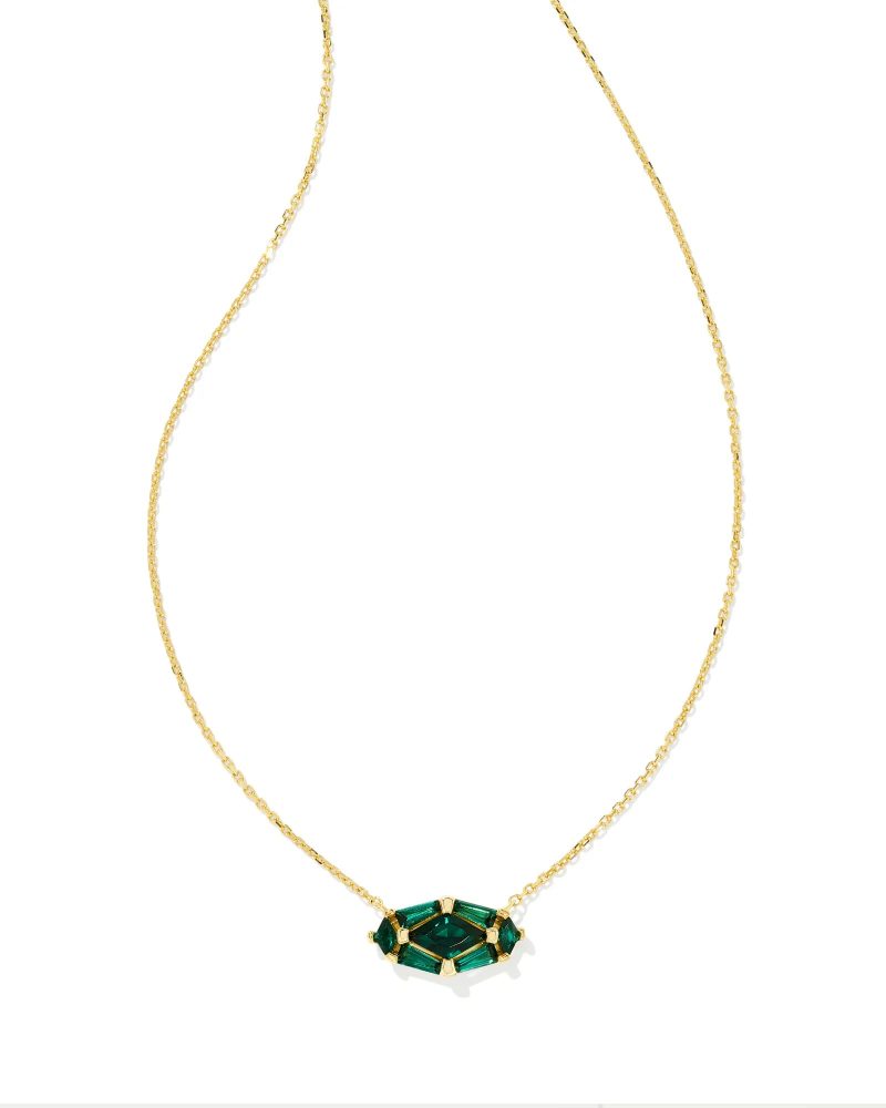 kendra scott lindy rae elisa short pendant necklace gold green crystal 00