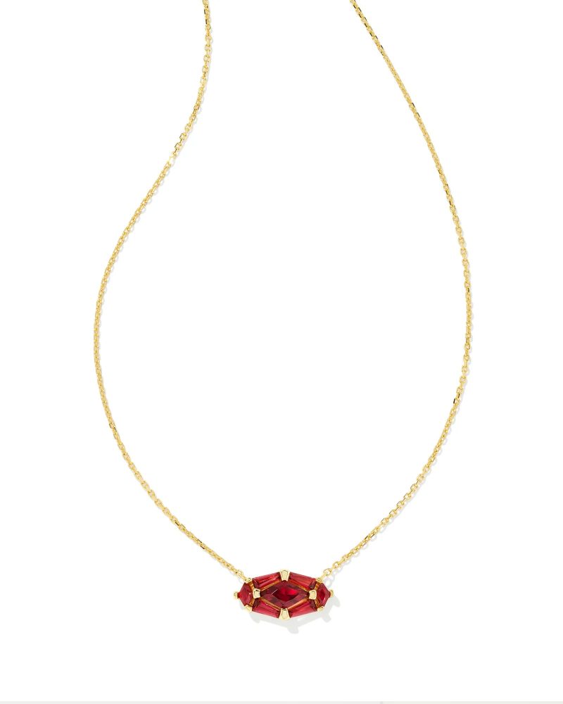 kendra scott lindy rae elisa short pendant necklace gold red crystal 00