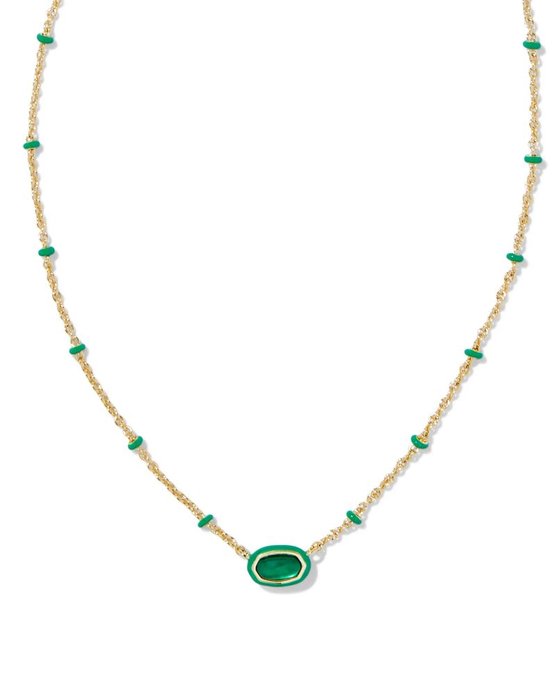 kendra scott mini elisa frame short pendant necklace gold emerald 00