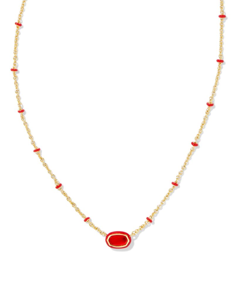 kendra scott mini elisa frame short pendant necklace gold red 00